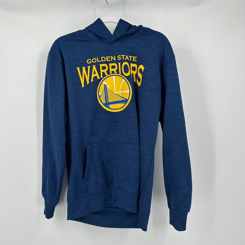NBA Golden State Warriors Mens‎ Sz M Blue Heathered Pullover Hoodie Sweatshirt